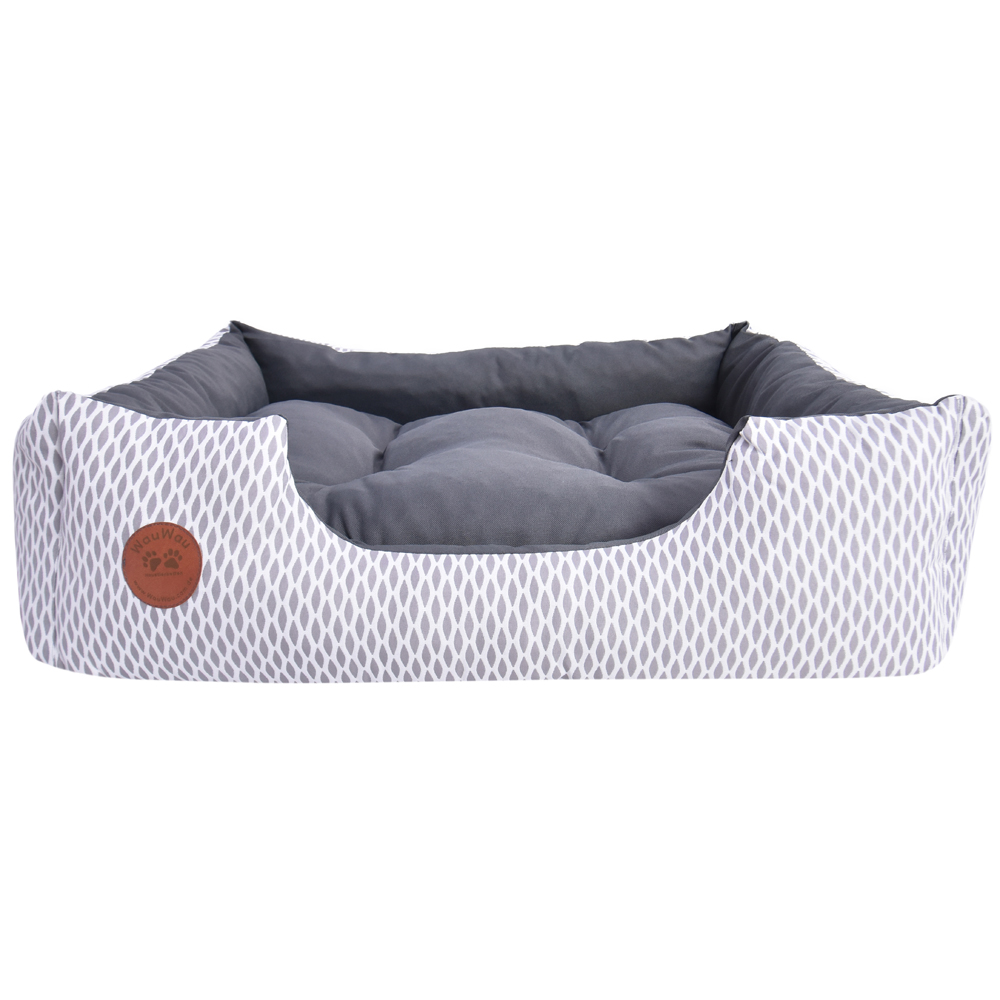 Haustierbett für Beagle - 60cm x 70cm - grau mit weiße Netz auf grau Grund